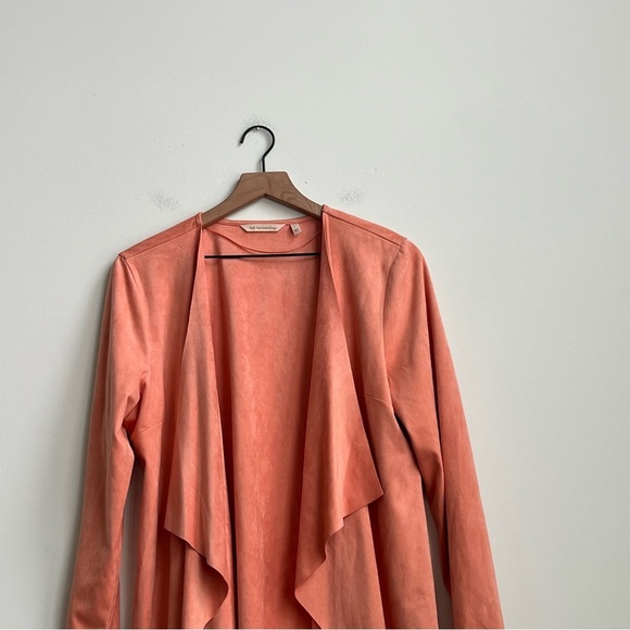 Soft Surroundings Shape Drape Faux Suede Jacket Western Orange Large Lagenlook - Picture 3 of 10